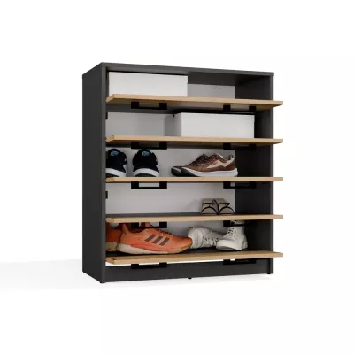Botník s výklopnými dvířky NORVA - antracitový / dub artisan