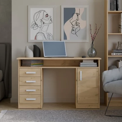 Psací stůl se šuplíky a skříňkou LUNARO - dub artisan