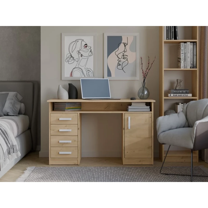 Psací stůl se šuplíky a skříňkou LUNARO - dub artisan