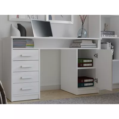 Psací stůl se šuplíky a skříňkou LUNARO - bílý