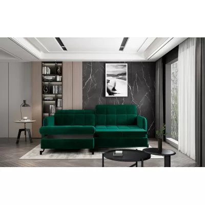 Stylová rohová sedací souprava AZARI - tmavě zelená, levý roh