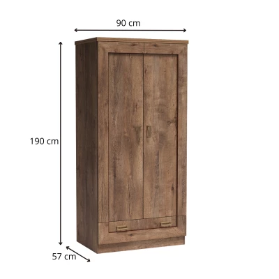Dvoudveřová skříň GIADA - šířka 90 cm, dub lefkas