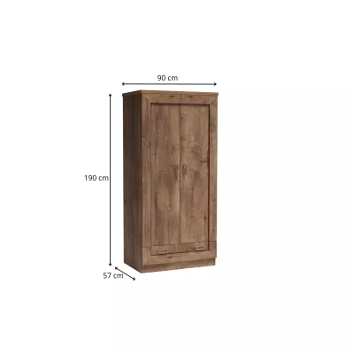 Dvoudveřová skříň GIADA - šířka 90 cm, dub lefkas