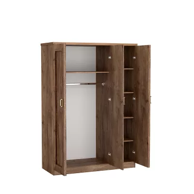Šatní skříň se zrcadlem GIADA - šířka 135 cm, dub lefkas