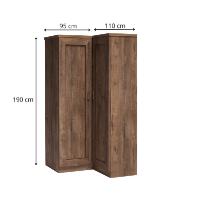 Rohová šatní skříň 110 cm GIADA - dub lefkas