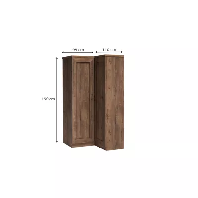 Rohová šatní skříň 110 cm GIADA - dub lefkas