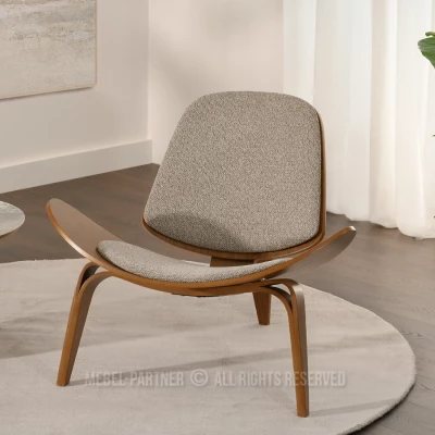 Designové křeslo DAHL - tmavě béžové / ořech