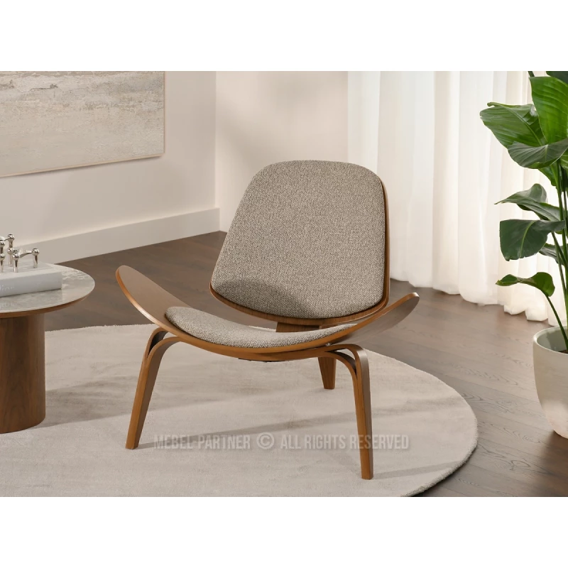 Designové křeslo DAHL - tmavě béžové / ořech