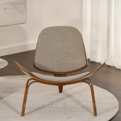 Designové křeslo DAHL - tmavě béžové / ořech