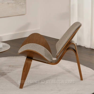 Designové křeslo DAHL - tmavě béžové / ořech
