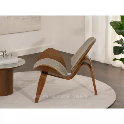 Designové křeslo DAHL - tmavě béžové / ořech