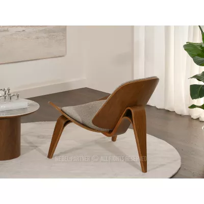 Designové křeslo DAHL - tmavě béžové / ořech
