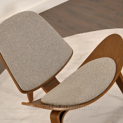 Designové křeslo DAHL - tmavě béžové / ořech