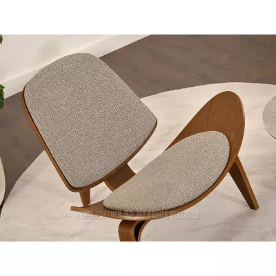 Designové křeslo DAHL - tmavě béžové / ořech