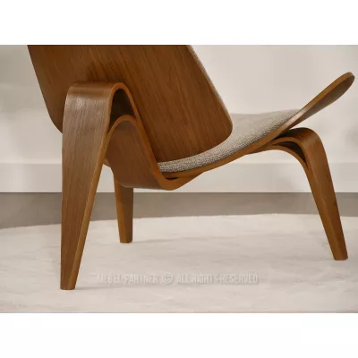Designové křeslo DAHL - tmavě béžové / ořech