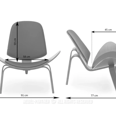 Designové křeslo DAHL - tmavě béžové / ořech