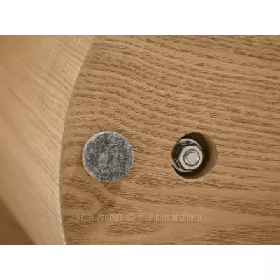 Kulatý odkládací stolek NICANOR - bílý mramor / dub