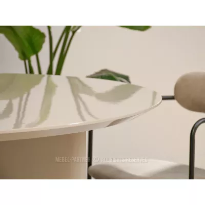 Kulatý jídelní stůl 130 cm ALVARO - lesklý béžový