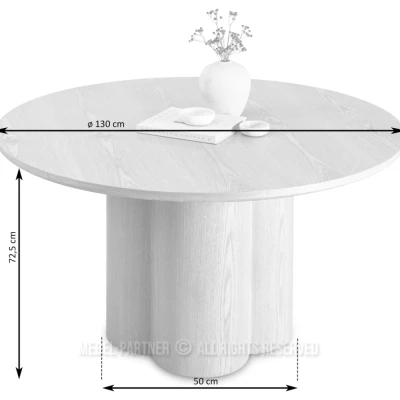 Kulatý jídelní stůl 130 cm OISIN - béžový