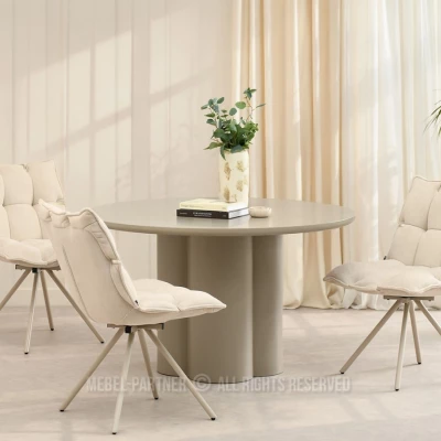 Designová otočná židle CALIDO - krémová / béžová