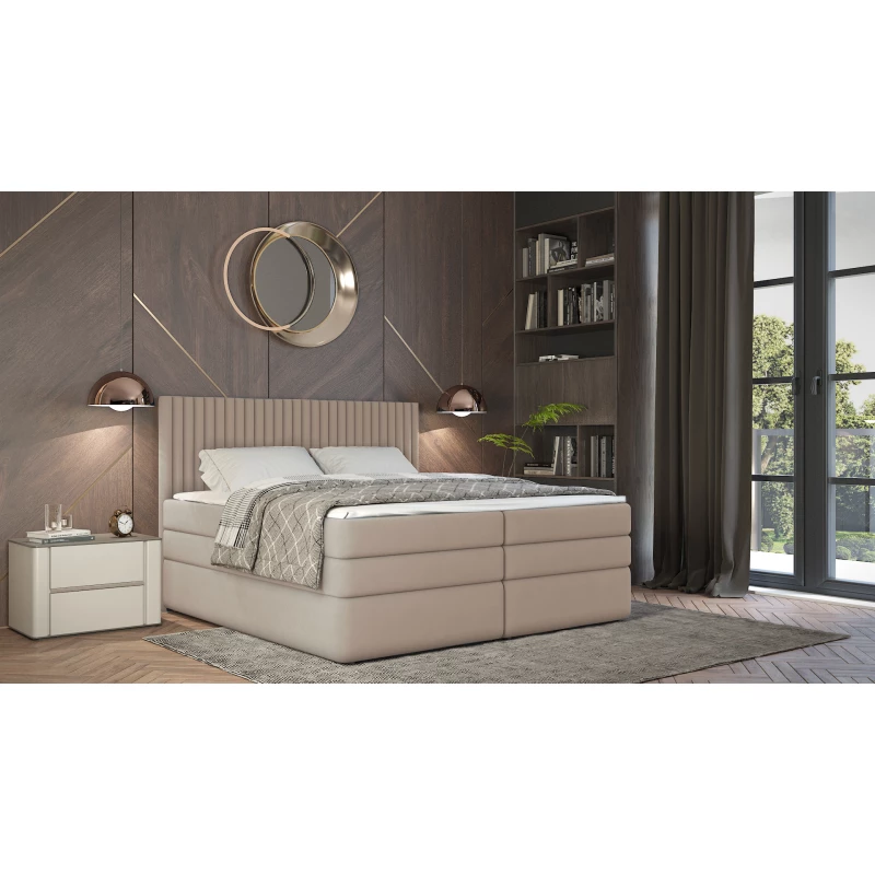 Boxspringová postel 180x200 LUMIRA 2 - béžová + topper ZDARMA