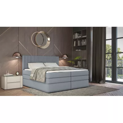 Boxspringová postel 160x200 LUMIRA 1 - světle šedá + topper ZDARMA