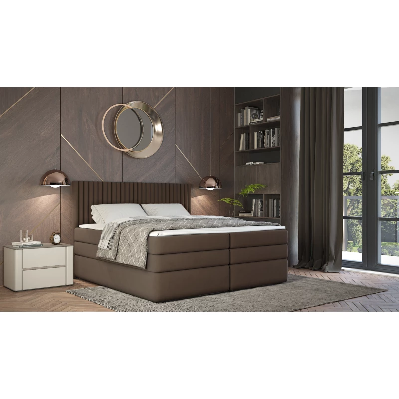 Boxspringová postel 180x200 LUMIRA 1 - hnědá + topper ZDARMA