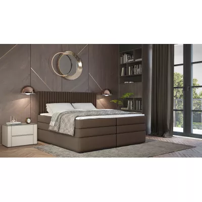 Boxspringová postel 180x200 LUMIRA 1 - hnědá + topper ZDARMA