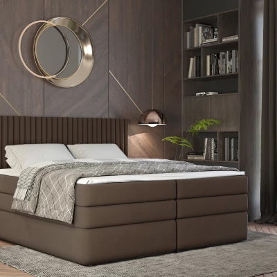Boxspringová postel 180x200 LUMIRA 2 - hnědá + topper ZDARMA