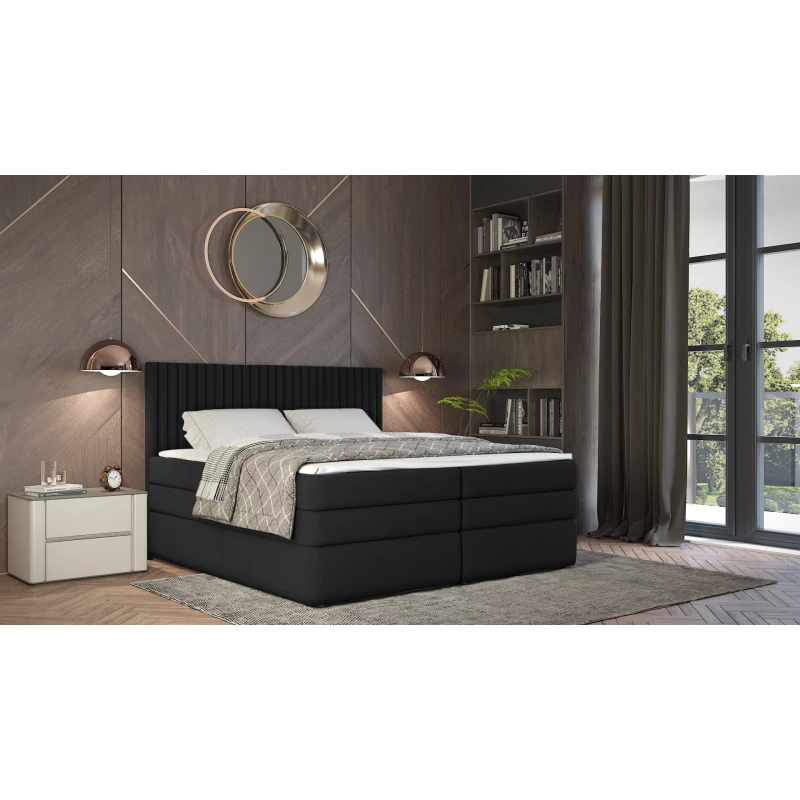 Boxspringová postel 180x200 LUMIRA 2 - černá + topper ZDARMA