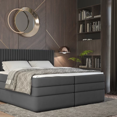 Boxspringová postel 160x200 LUMIRA 1 - šedá + topper ZDARMA