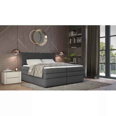Boxspringová postel 180x200 LUMIRA 1 - šedá + topper ZDARMA