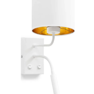 Nástěnná lampa se čtecím ramenem VESPILLO - bílá / zlatá