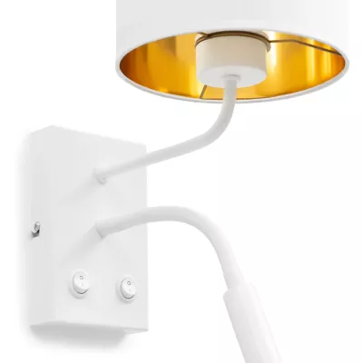 Nástěnná lampa se čtecím ramenem VESPILLO - bílá / zlatá