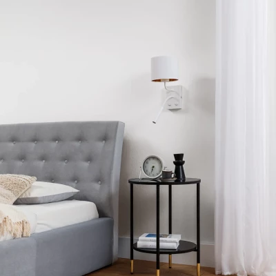 Nástěnná lampa se čtecím ramenem VESPILLO - bílá / zlatá