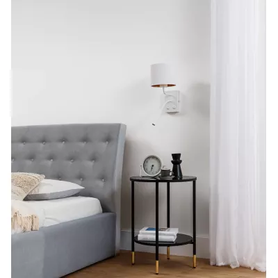 Nástěnná lampa se čtecím ramenem VESPILLO - bílá / zlatá