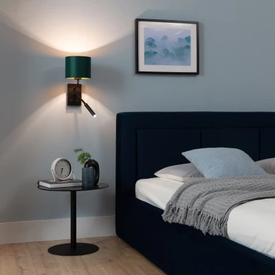 Nástěnná lampa se čtecím ramenem VESPILLO - zelená / zlatá / černá