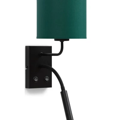 Nástěnná lampa se čtecím ramenem VESPILLO - zelená / zlatá / černá