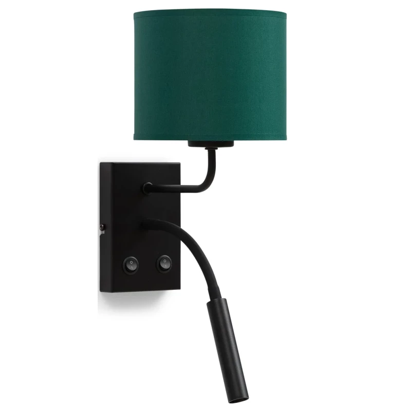 Nástěnná lampa se čtecím ramenem VESPILLO - zelená / zlatá / černá