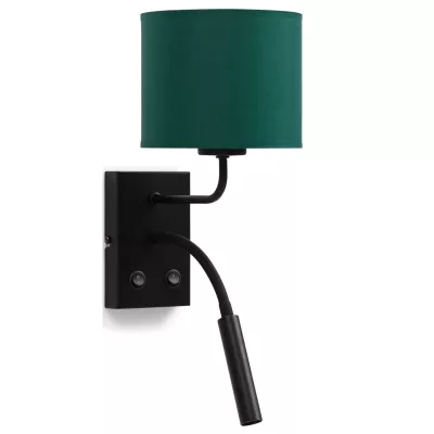 Nástěnná lampa se čtecím ramenem VESPILLO - zelená / zlatá / černá