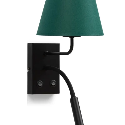 Nástěnná lampička se čtecím ramenem VESPILLO - zelená / zlatá / černá