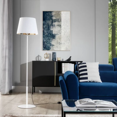 Stojací lampa ve skandinávském stylu VESPILLO - bílá / zlatá