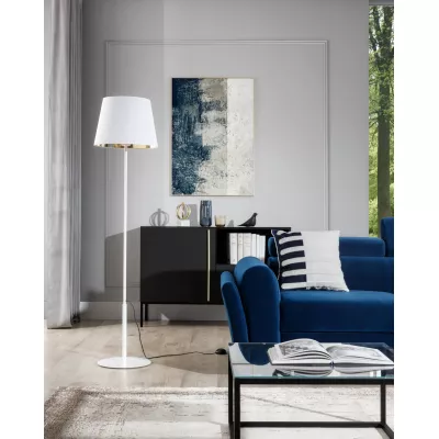 Stojací lampa ve skandinávském stylu VESPILLO - bílá / zlatá