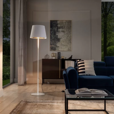 Stojací lampa ve skandinávském stylu VESPILLO - bílá / zlatá