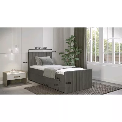 Boxspringová jednolůžková postel 100x200 VANTARA 2 - šedá