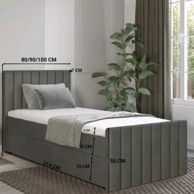 Boxspringová jednolůžková postel 100x200 VANTARA 1 - modrá