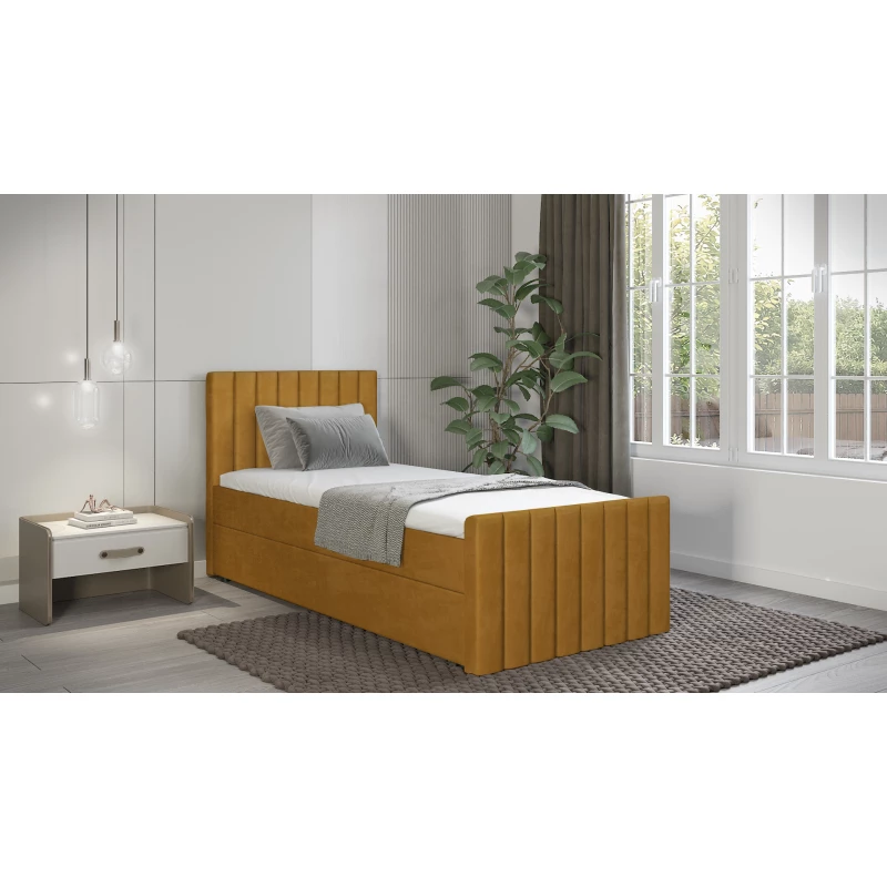 Boxspringová jednolůžková postel 100x200 VANTARA 2 - hořčicová