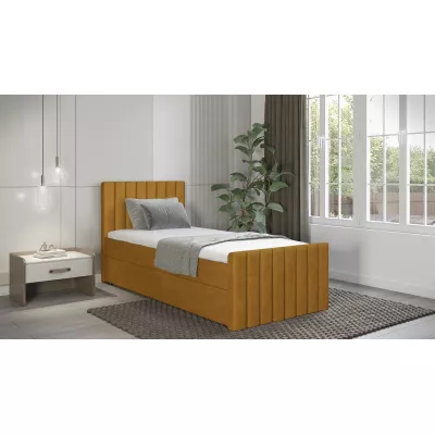Boxspringová jednolůžková postel 100x200 VANTARA 1 - hořčicová