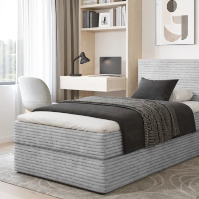 Kontinentální jednolůžková postel 100x200 ORVEXA 2 - světle šedá