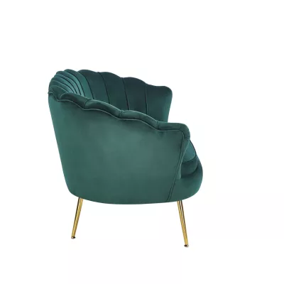 Elegantní dvoumístná pohovka IGLIKA - zelená / zlaté nožky